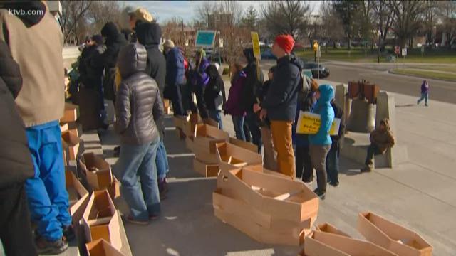 Demonstrators march to Capitol with baby-sized coffins